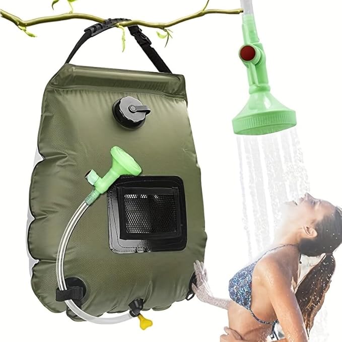 Generic Solar Heated Camping Shower Bag - Portable Bath Bag with Removable Hose and Switchable Shower Head for Outdoor Travel Climbing Hiking Beach and Swimming