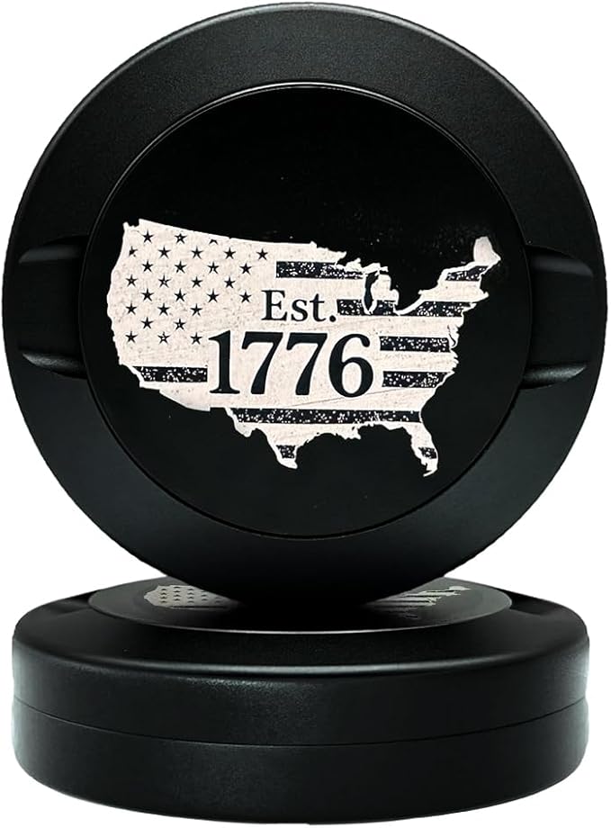 ZYN Metal Can – Metal Zyn Container &amp Holder | Smell-Proof Aluminum Storage Tin | USA Map 1776 Patriotic Flag Design | Empty Case for Snus &amp Dip
