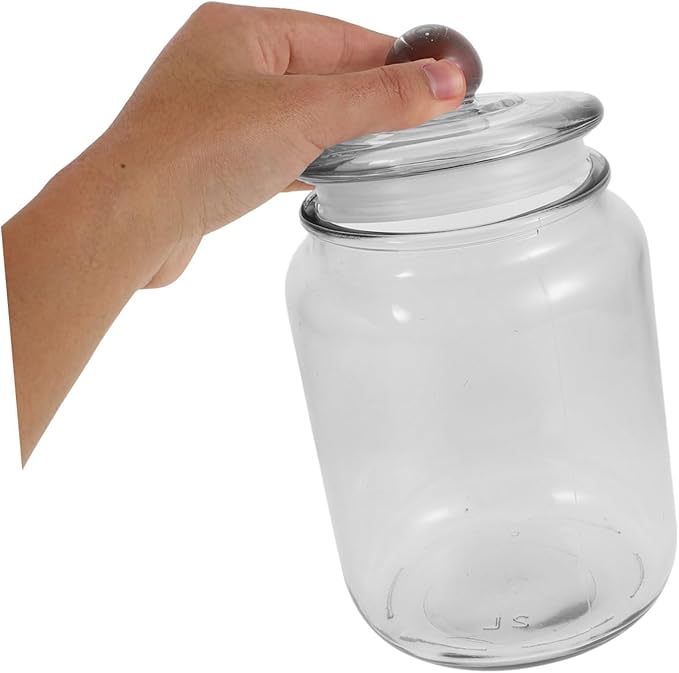 Glass Laundry Bead Storage Jar Airtight Container for Laundry Organization Glass Holder Lid for Powders and Household Items Stylish and Functional Design