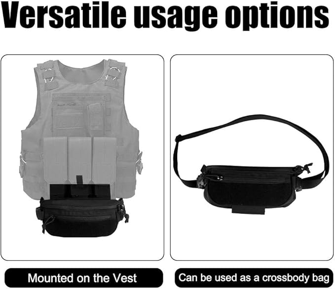 Tactical Drop Dangler Pouch Abdominal Carrying Pouch with Hook and Loop Panel Utility Tool Dangler Organizer Pouch for Chest Rig Vest