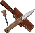 BPSKNIVES Bushmate 2.0 Designed by DBK - Bushcraft Knife - Fixed-Blade Carbon Steel Knife with Leather Sheath &amp Firestarter - Outdoor Full Tang Camping Survival Knives