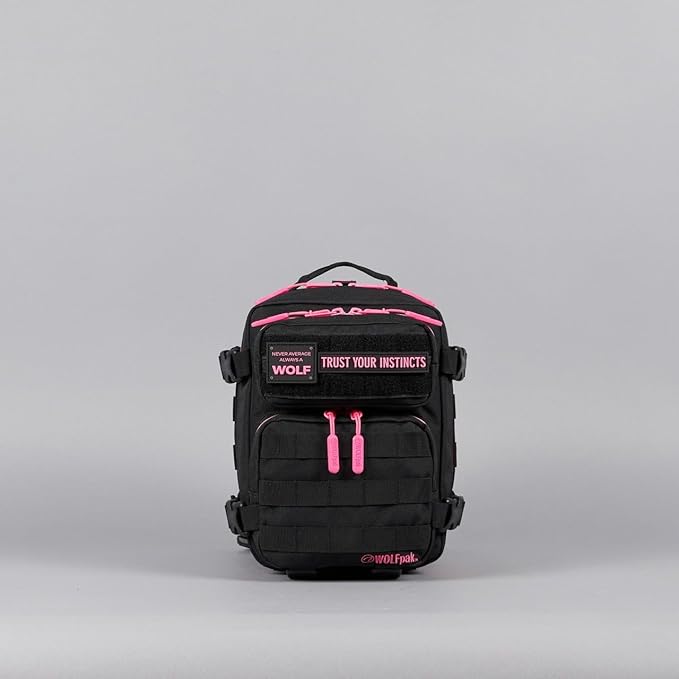 WOLFpak 9L Mini Meal Prep Management Backpack (Black Neon Pink) Lunch Box Cooler Travel Insulated Bag Daypack