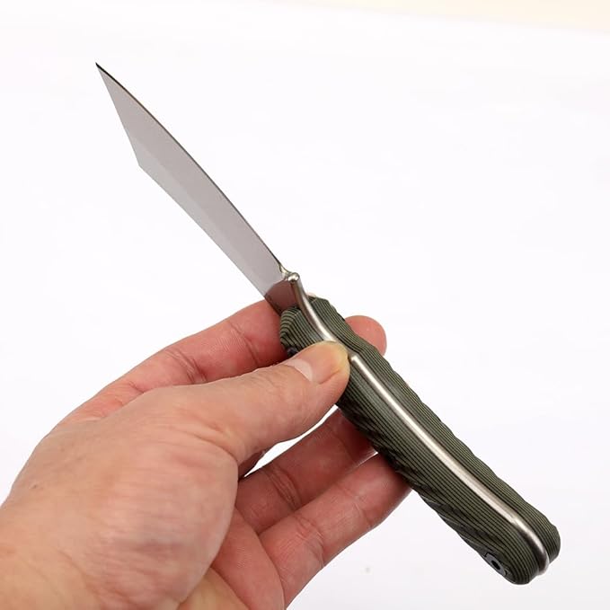 Portable Knife 7.7 inch DC53 Fixed Blade Outdoor Camping Portable Straight Knife with Kydex Sheath Available in Black and White (Green handle white blade)