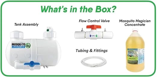 Mosquito Magician Residential System - with 1 Gallon Liquid Concentrate - Kills Mosquitoes Fleas and Fire Ants - Automatic &amp Easy Installation - Wide Area Coverage - Ideal for Small to Medium Ya