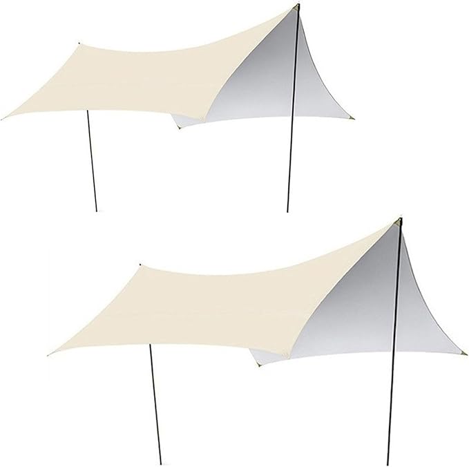 Large 16 Square Meters Outdoor Camping Shelter Featuring Reflective Silver Layer for Sun Shield and