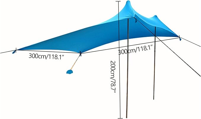 Shade Tent 10x10ft Portable Sun Shelter for Camping Beach Backyard Easy Setup with Sandbags Storage Bag UV Protection for Outdoor Picnic Fishing