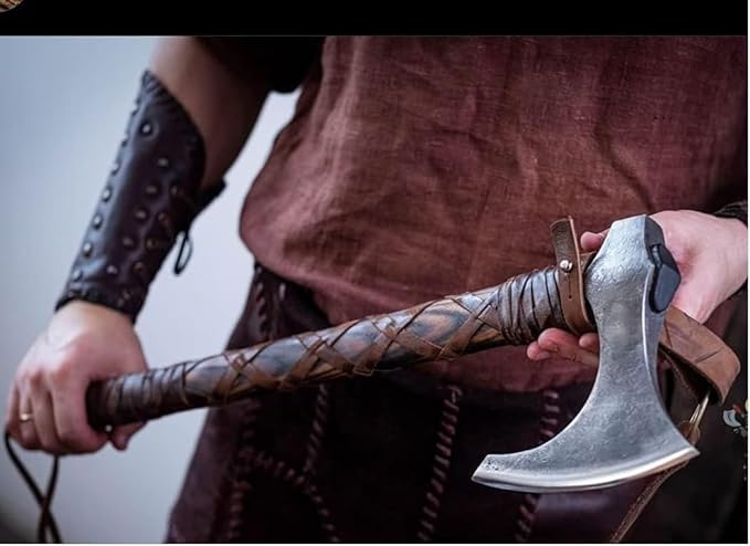 Viking Axe Real of norsmen Custom Handmade ax Medieval Axe Costume Men Camping ax Warrior Axes TomahawkBearded Battle Ready Axeash Wood Handle Gifts Men
