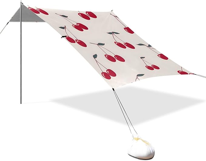 ALAZA Cherry Pattern Beach Tent Sun Shelter Portable Canopy Sunshade for Outdoor Camping Picnics Backyard Fun 10x9 ft