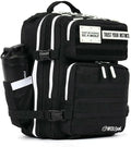 WOLFpak 25L Athletic Gym Backpack (Alpha Black w/White Accents) Durable 1000D Waterproof Oxford Material with MOLLE Webbing Laptop Pocket &amp Dual Cup Holders