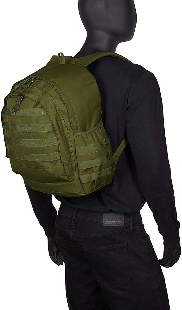 FOX OUTDOOR PRODUCTS Level 1 Tac-Pack Backpack w/Modular Webbing 22L Capacity Padded Straps for Hiking Camping &amp Travel OLIVE DRAB