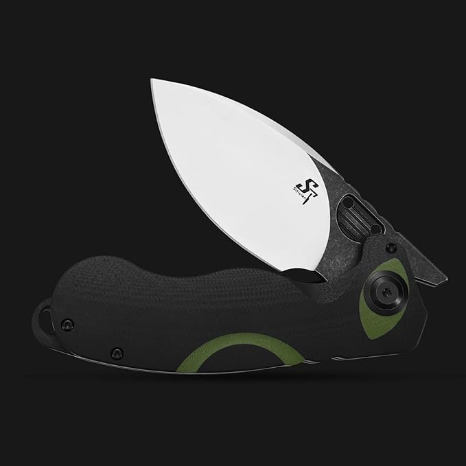 Sitivien ST162 Folding KnifeAUS-10 Steel Blade with G10 Handle Pocket Knife EDC Tool Knife for Outdoor CampingHikingHuntingFishing(Green)