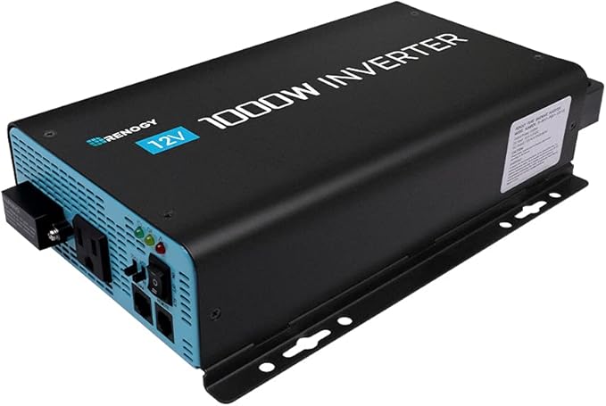Renogy 1000W Pure Sine Wave Inverter with ECO Mode 12V DC to AC 120V 110V Converter for Off-Grid Solar System Home RV Solar Power Inverter with Remote Switch Surge 2000W