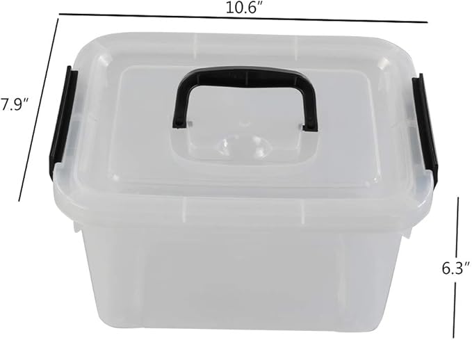 Begale 5 Quart Plastic Small Storage Container Clear Latch Box with Latches 4-Pack