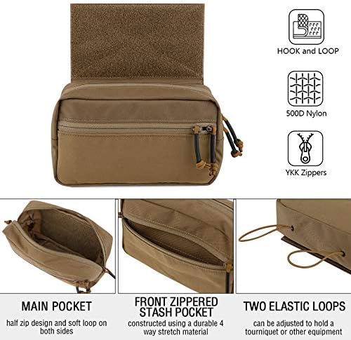 KRYDEX Tactical Drop Pouch Sub Abdominal Carrying Kit Bag Tactical Fanny Pack with Hook and Loop Panel for Tactical Vest Chest Rig (Coyote Brown)