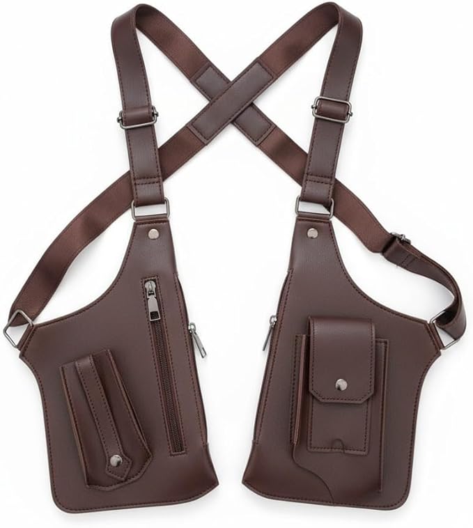 Men's underarm backpack concealed and anti-theft tactical outdoor shoulder bag multifunctional bag special agent bag ﻿ (Brown)