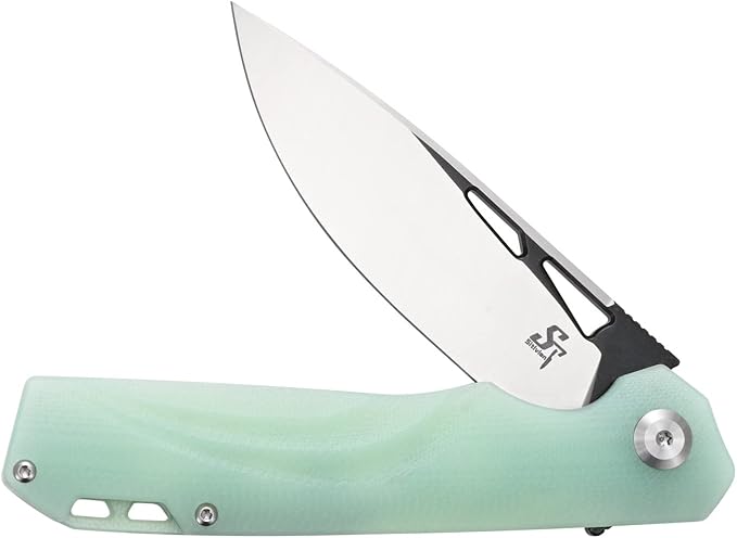 Sitivien ST141 Folding KnifeD2 Steel Blade G10 Handle Pocket Knife EDC Tool Knife for Survival Hiking Camping Fishing(Jade)
