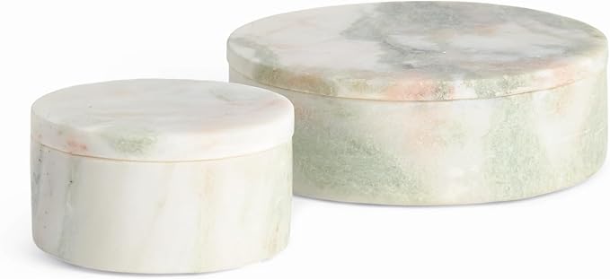 Johanna Marble Round LIDDED Boxes Set of 2