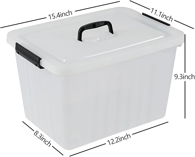 22 L Clear Storage Bin with Handle Plastic Latching Storage Box Bins 4-Pack