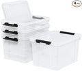22 Quart Stackable Plastic Storage Bins with Lids and Latching Buckles 4 Pack Tubs Boxes Organizing Clear