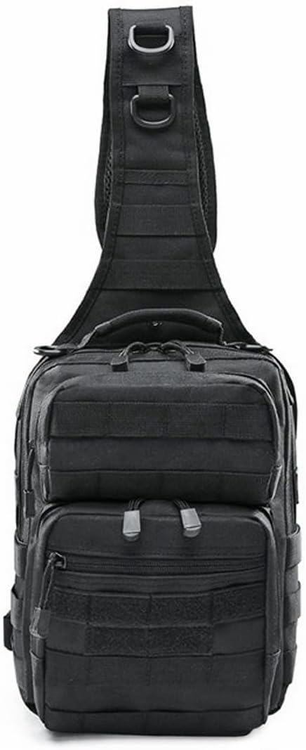 Outdoor Tactical Sling Bag Pack Military Sport Shoulder Sling Backpack EDC Molle Assault Bag for Every Day Carry (Black)