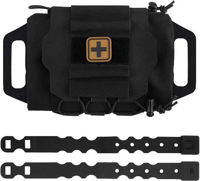 Tactical Molle IFAK Pouch/Medical Pouch First Aid Kits/EDC Tools Carrier Sundry Bag For Vest Belt BackpackOutdoor Hunting Airsoft Accessory (Black)
