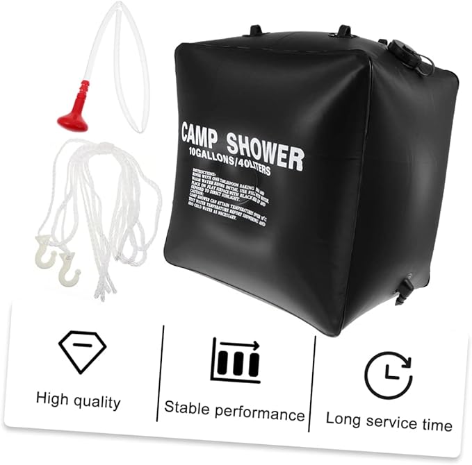 GANAZONO 1set Solar Shower Bag Outdoor Camping Water Heating Pouch for Hiking BBQ Travel and More Material Includes Nozzle and Hose