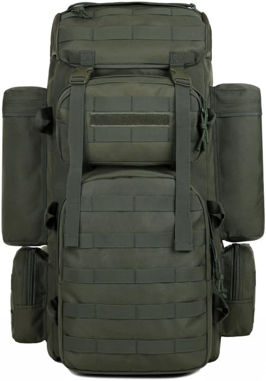 Tactical Backpack Military Molle Hiking 56-75L Outdoor Hiking Bag Wild Jungle Tactical Trekking Army Green