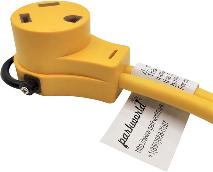 Parkworld 61094 30 Amp Inverter Generator Parallel Cord Inverter Generator Parallel Kit Terminals with Cable to RV 30A TT-30R Female 120V 30A 3FT (Yellow)