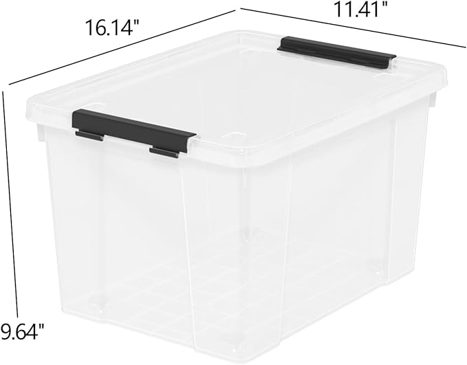 Sandmovie 6 Pack 22 Quart Clear Plastic Storage Bins with Wheels &amp Latching Lids - Stackable Organizer for Home Dorm Office &amp Pantry