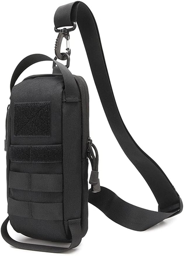 Sunnystacticalgear Outdoor Sports Hiking Sling Bag Shoulder Pack Camouflage Tactical Molle Chest Bag - Black