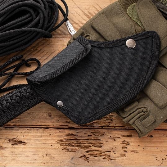 DOOM BLADE Camping Hatchet Axe with Nylon SheathTomahawk Viking Forged High Carbon SteelPortable Camping Axe for Outdoor Splitting WoodHunting (Double-Bit Axe + Hatchet + Fixed Blade Knife)