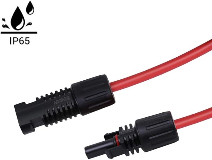 Renogy 20FT 10AWG Solar Panel Extension Cable with Male and Female Connectors 20Ft. 10AWG 1 Pair (Red and Black)