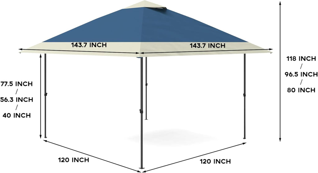 12' x 12' Outdoor Gazebo Heavy Duty Double Roof Patio Gazebo with Netting and Curtains Outdoor Patio Canopy for Deck Backyard Garden Lawns Blue &amp Gray