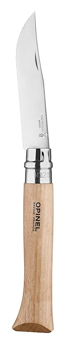 Opinel No.12 Serrated Blade Folding Knife and Kitchen Tool - Outdoor Camp Kitchen Folding Knife