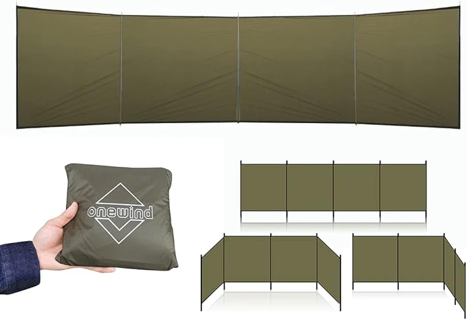 Onewind Camping Windbreak Versatile Wind Blocker Light Water Proof Silnylon Camping Windscreen Outdoor Windshield for Winter Hiking Beach Backpacking and Picnic 19.7*55 No Poles Included