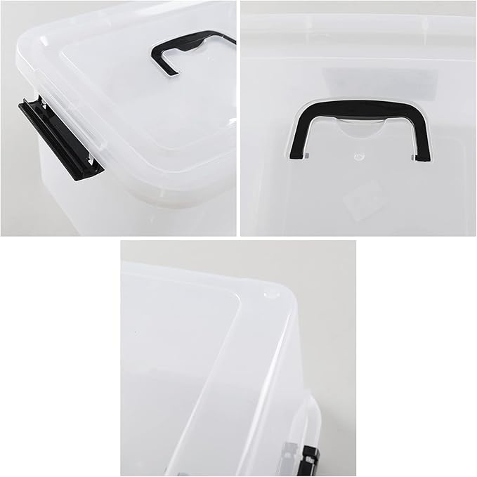 12 Quart Plastic Storage Bin with Lid Clear Latch Box 6 Packs