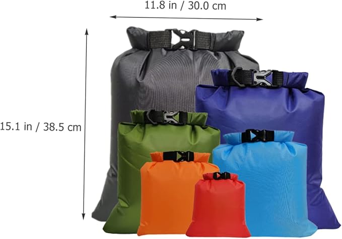 HANABASS 6pcs Dry Compression Pouch Set for Outdoor Adventure Multi Drifting Bags for Kayaking Hiking and Camping and Wear-resistant Storage