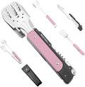 ROXON S601 14 6 in 1 MBT3 Folding Grill Utensils Set Fork Spatula Grilling Knife Tongs Opener for Backyard Barbecue and Camping (Pink)