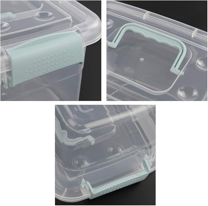 Sandmovie Clear Storage Latch Bin Plastic Storage Container Box with Lid and Handle 6 Packs