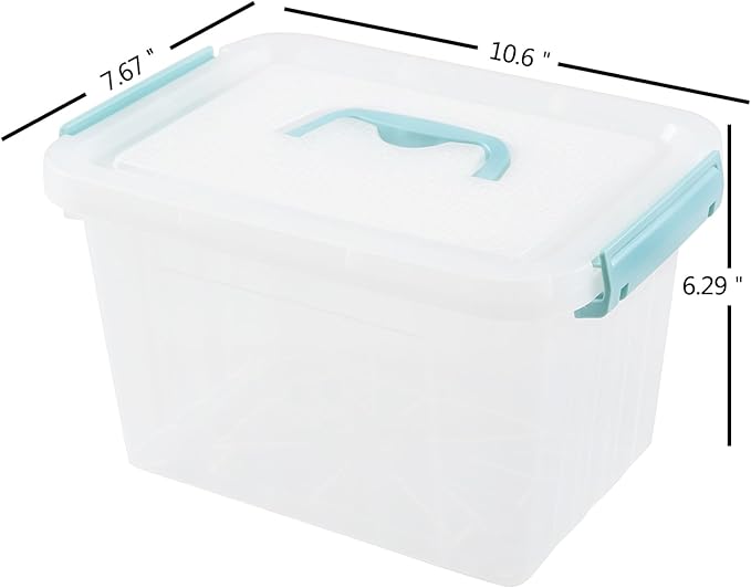 6 Quart Plastic Clear Storage Bins with Lids Small Clear Latch Storage Boxes with Handles 6-Pack