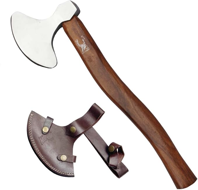 TheBoneEdge 20 Cutting Edge Polish Blade Hunting Axe Wood Handle with Sheath