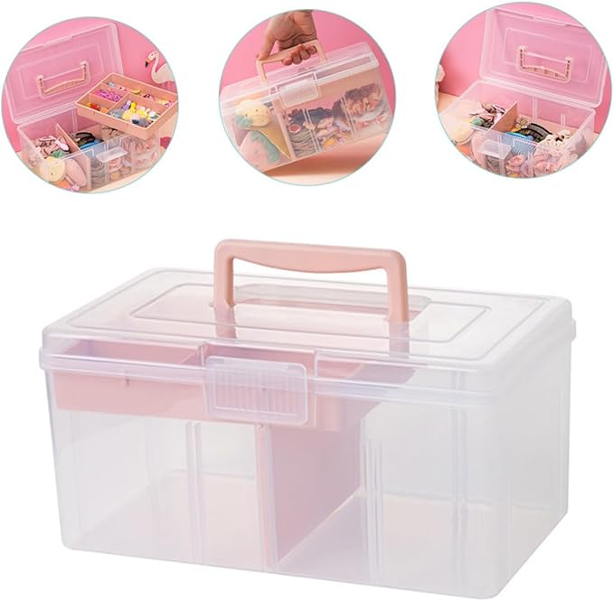 STOBAZA Storage Organizer Box Student Desk Organizer Large Capacity Lid Storage for Cotton Pads Hairpins Lipstick