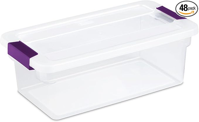 Sterilite 48-Pack ClearView Latch Box Stackable Storage Organizer Bins for Home 6 Quart
