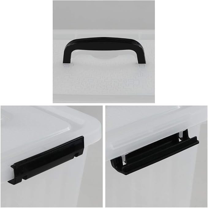 Ramddy 6 Quart Plastic Latching Storage Bin 4 Pack See Through Clear Container Box with Lid