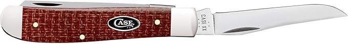 Case XX Pocket Knife MINI TRAPPER - DARK RED BURLAP MICARTA Item #12271-10207 CS - Length Closed: 3 1/2Inches