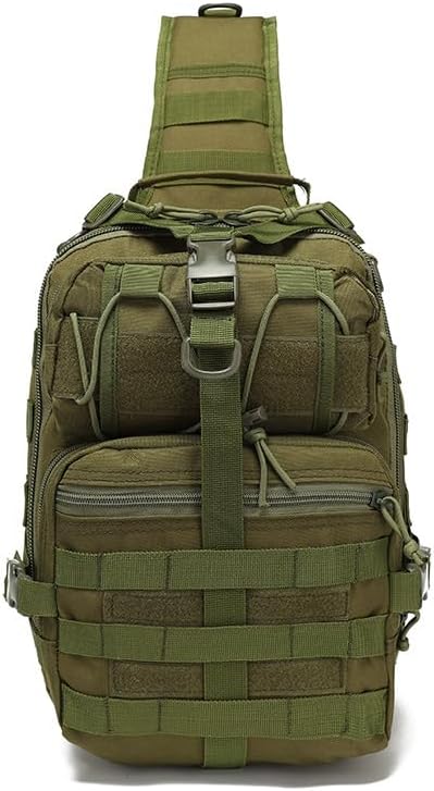 Tactical Sling Backpack Pack Military Shoulder Water-Resistant Bags 15L Oxford Army Breathable Daypack Bag for Hiking Sports (Green 15L)