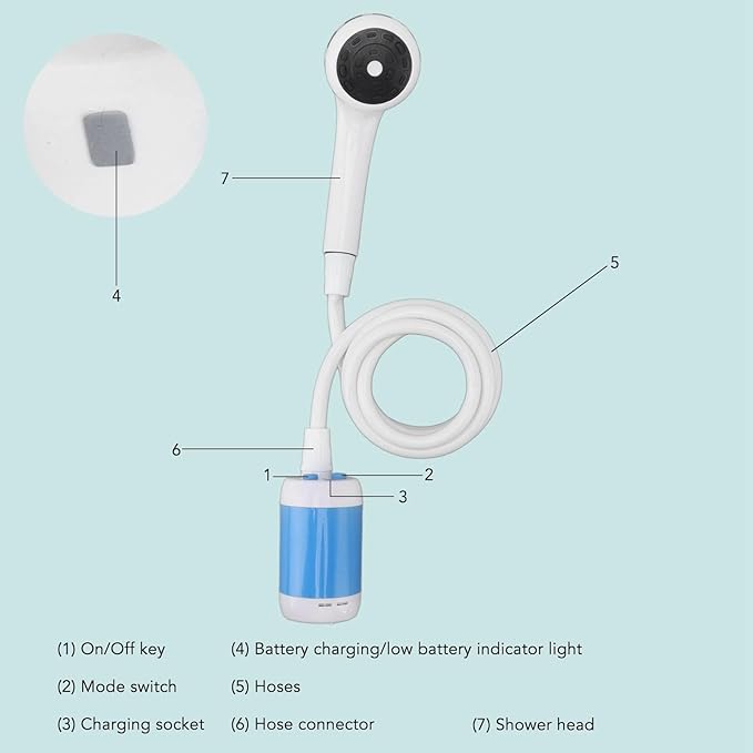 Portable Shower Rubber Hose Wearing a Regulating Valve Camping Shower 1.5 Meters Deep in Water Portable Outdoor Shower for Camping Outdoor