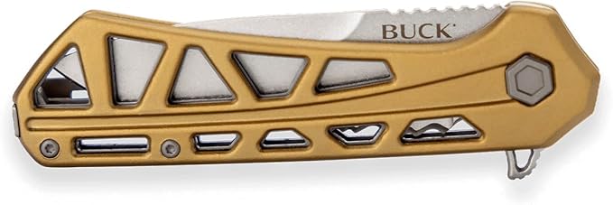 Buck Knives 812 Trace Folding EDC Knife 3.23” Pocket Knife Blade Aluminum Handle 7Cr17MoV Steel Drop Point Folding Blade Bronze 3.95 oz