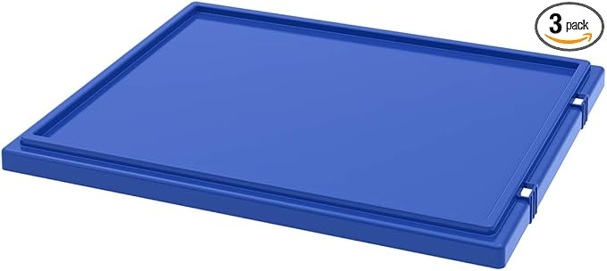 Akro-Mils 35231 Heavy Duty Plastic Lids for 35225 and 35230 Industrial Strength Nest and Stack Storage Bins and Totes for Storage Blue 3-Pack