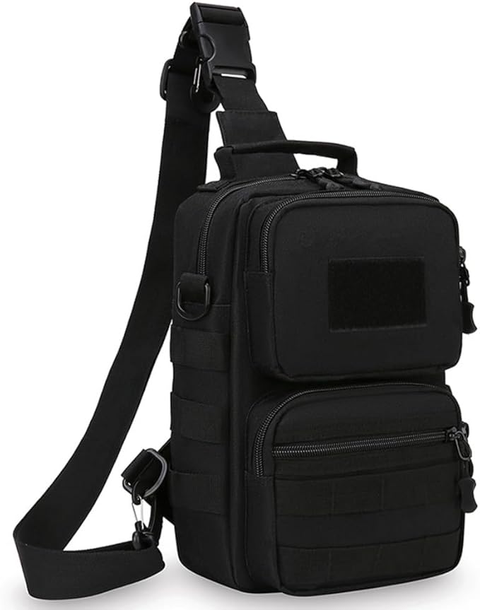 MiOYOOW Tactical Sling Bag Multi Functional Molle Chest Packs Large Storage Crossbody Backpack with Detachable Shoulder Strap for Climbing Cycling Hiking
